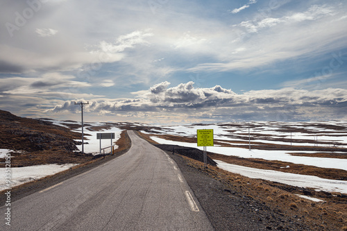 nordic landscape inside the island of Mgeroya over the road from Honningsvag to Gjesvaer, North Cape, Norway photo