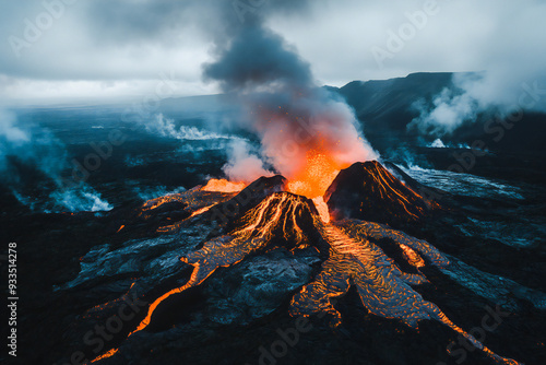 Wallpaper Mural volcanic eruption drone view Torontodigital.ca