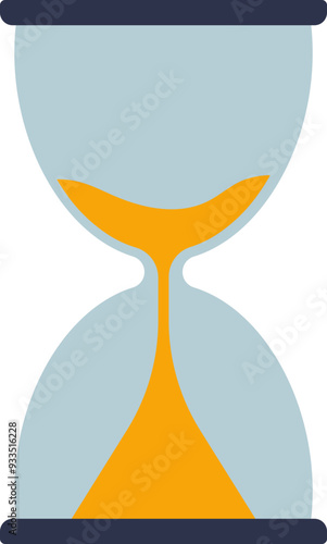 An hourglass with sand flowing, symbolizing time passing or urgency.