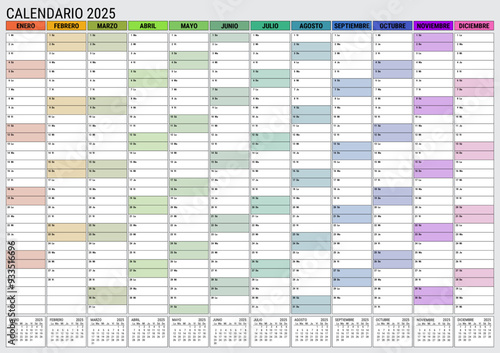 Calendario 2025 Pared Grande en Español Planificador Anual A1 XXL