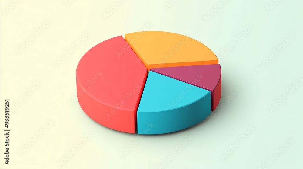Obraz premium 3D Illustrated Pie Chart with Vibrant Segmented Colors