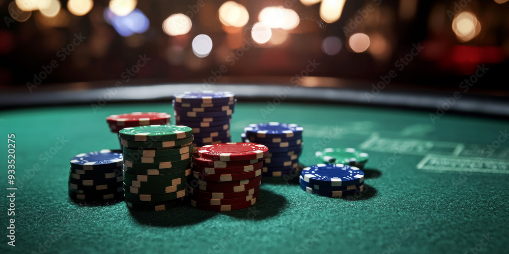 Close-up of stacked poker chips in varying colors, illuminated by moody casino lighting, representing the stakes and thrill of gambling.
Close-up of stacked poker chips in varying colors, illuminated by moody casino lighting, representing the stakes and thrill of gambling.