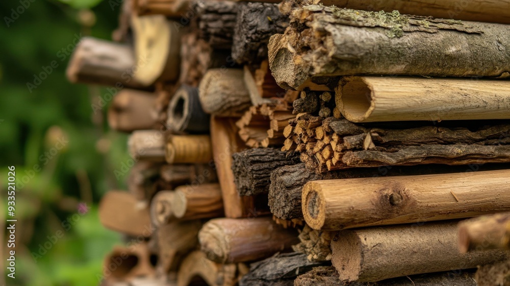 A pile of wood logs with some of them having holes in them A pile of wood logs with some of them having holes in them