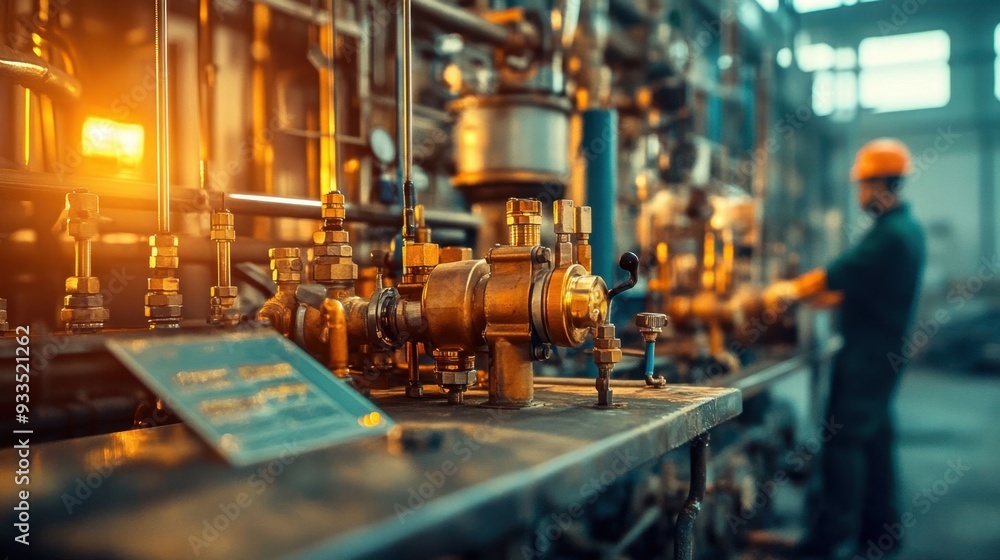 A man in a hard hat is working on a machine in a factory A man in a hard hat is working on a machine in a factory
