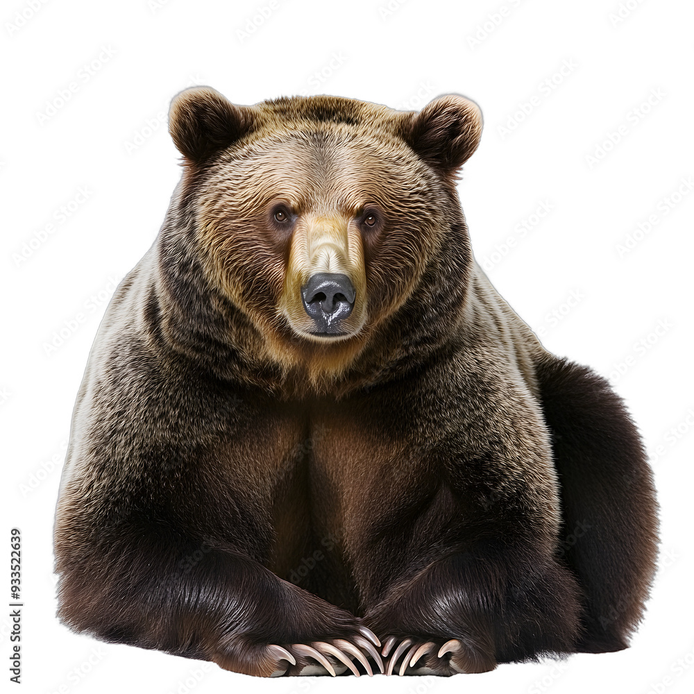 Obraz premium [Transparent Background PNG]Brown Bear Sitting On White Background