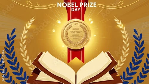 A vibrant and dignified illustration celebrating Nobel prize