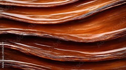 Macro view of cherry bark, showcasing its intricate lenticel lines and glossy finish, a blend of warm and cool tones, natural elegance photo