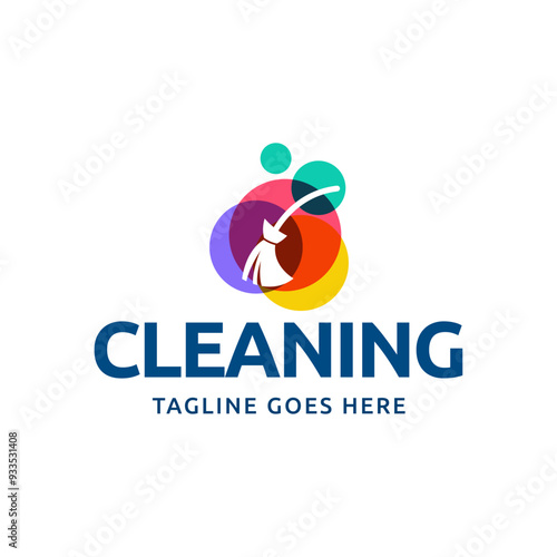 Home Cleaning Services Logo Design Vector. Cleaning broom logo design.