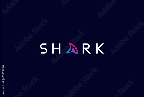 Shark Logo, letter A with Shark Fin combination in text Shark typography logo, vector illustration