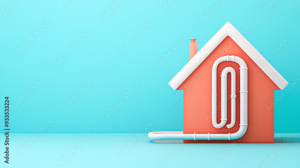 Colorful house model with piping, representing plumbing concepts and home design ideas in a modern setting. Colorful house model with piping, representing plumbing concepts and home design ideas in a modern setting.