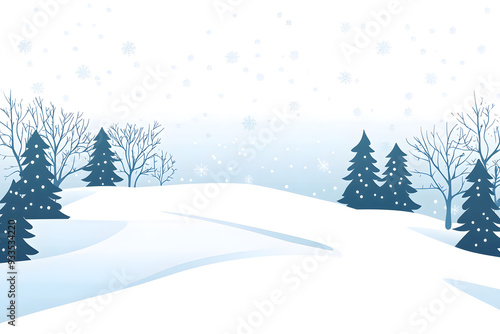 Wallpaper Mural Snowy winter landscape background in flat vector style	 Torontodigital.ca