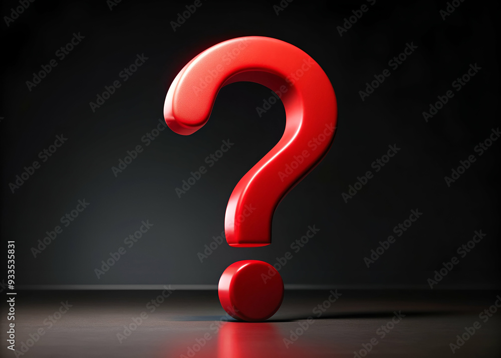 Red question mark on dark background Red question mark on dark background