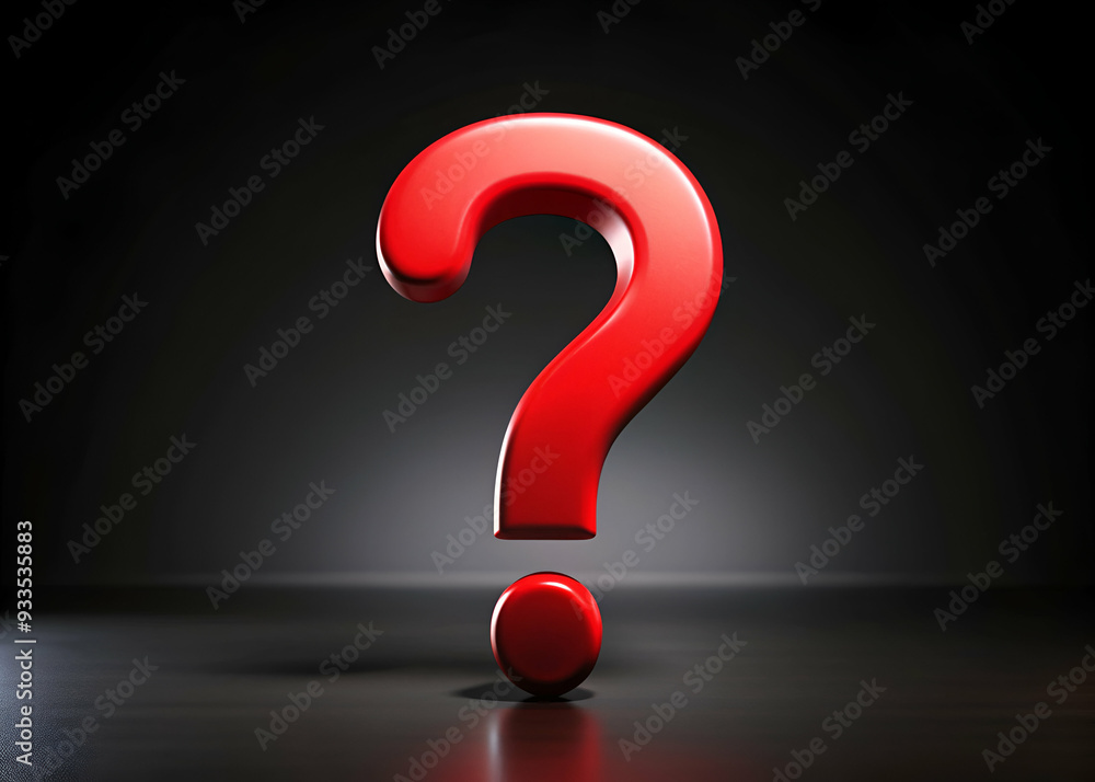 Red question mark on dark background Red question mark on dark background
