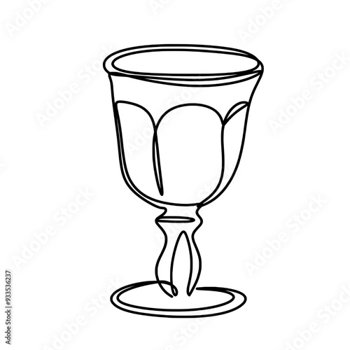 Vintage Metal Wine Glass One Line Art Drawing 