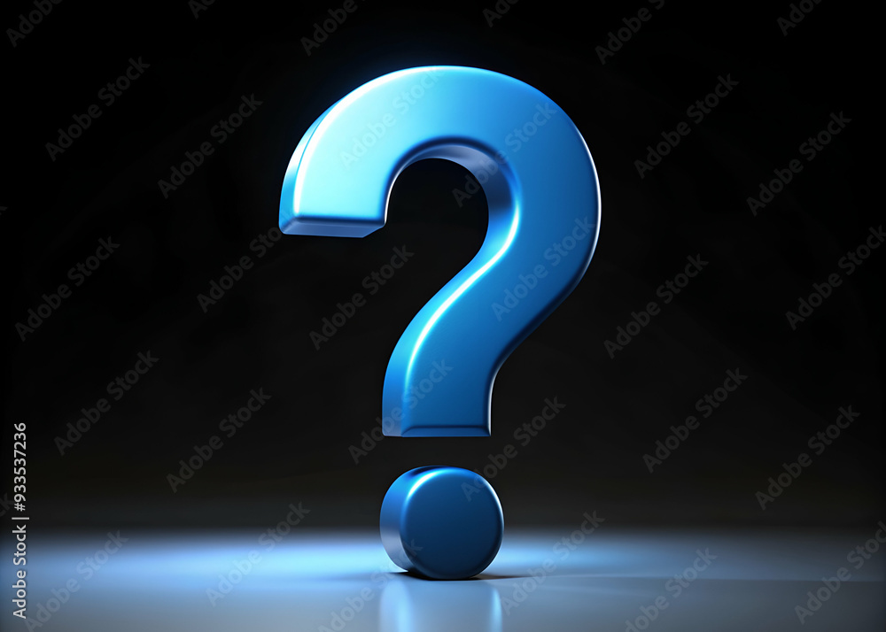 Blue question mark on dark background Blue question mark on dark background