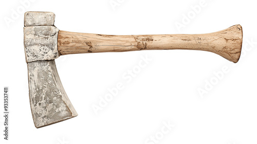 A primitive lumberjack hatchet with patina isolated on transparent background. 