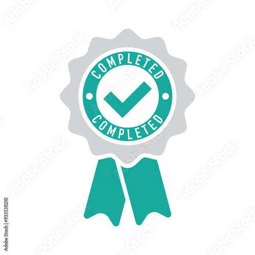 An icon in the form of a medal with the inscription Completed.