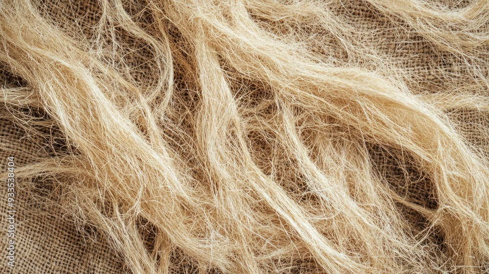 Obraz premium A pile of raw jute fibers, with ample space on the top for text