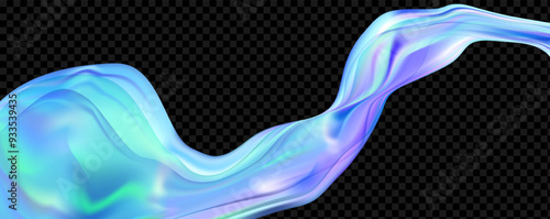 Abstract  holographic wave.Flow iridescent fluid.Dynamic spectrum ribbon.