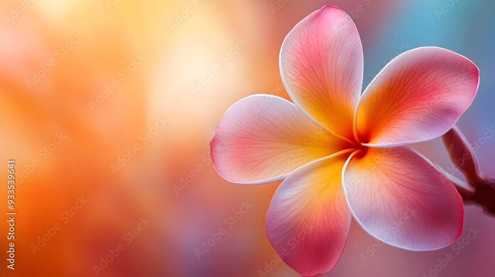 Fototapeta premium Vibrant Frangipani Flower in Full Bloom Showcasing Natural Elegance