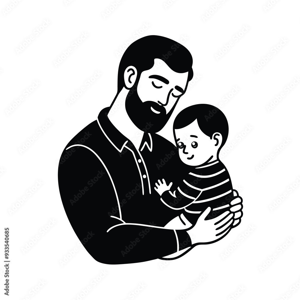 Obraz premium Heartwarming vector art of father and baby for a joyful Father's Day celebration.