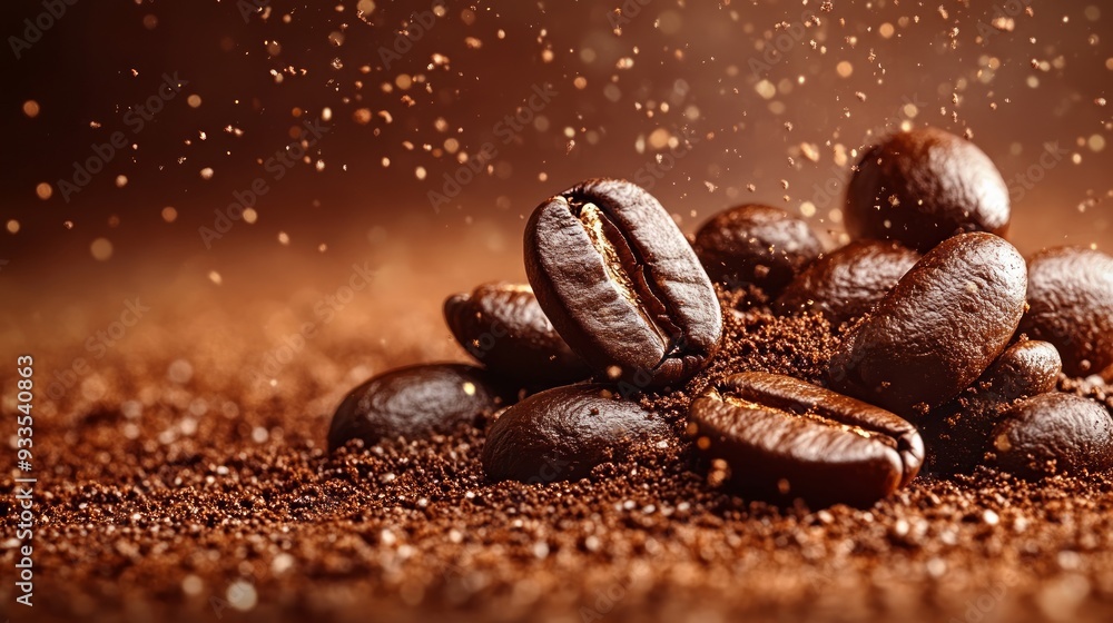 Coffee Beans and Grounds with a Splash of Aroma Coffee Beans and Grounds with a Splash of Aroma