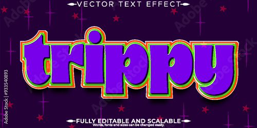 Trippy editable text effect, editable retro and psychedelic text style