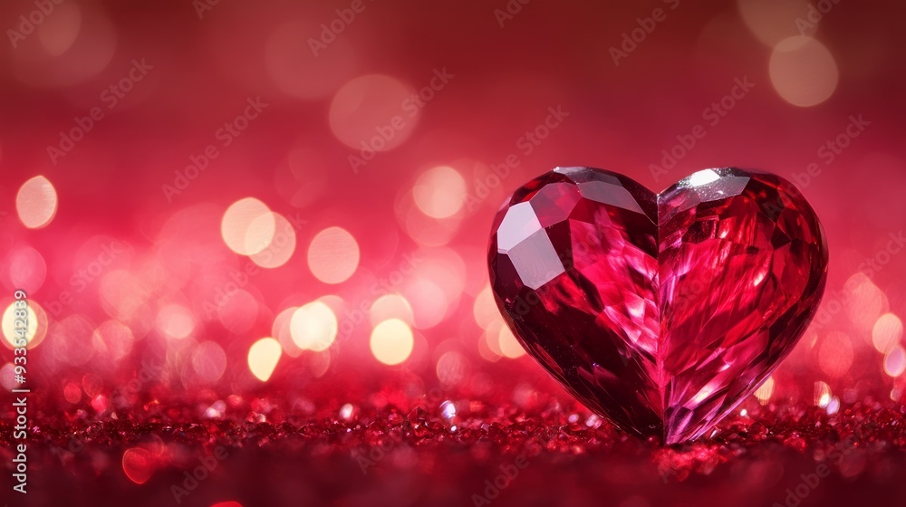 Sparkling Red Heart on a Romantic Background Sparkling Red Heart on a Romantic Background
