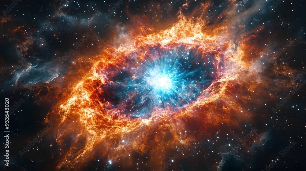 Exploding supernova in deep space, swirling cosmic dust, vibrant nebula colors, distant stars, galactic scale, astrophysics visualization, awe-inspiring celestial event. Exploding supernova in deep space, swirling cosmic dust, vibrant nebula colors, distant stars, galactic scale, astrophysics visualization, awe-inspiring celestial event.