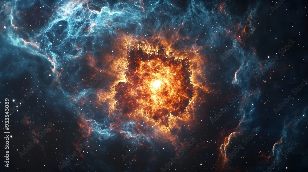 Exploding supernova in deep space, swirling cosmic dust, vibrant nebula colors, distant stars, galactic scale, astrophysics visualization, awe-inspiring celestial event. Exploding supernova in deep space, swirling cosmic dust, vibrant nebula colors, distant stars, galactic scale, astrophysics visualization, awe-inspiring celestial event.