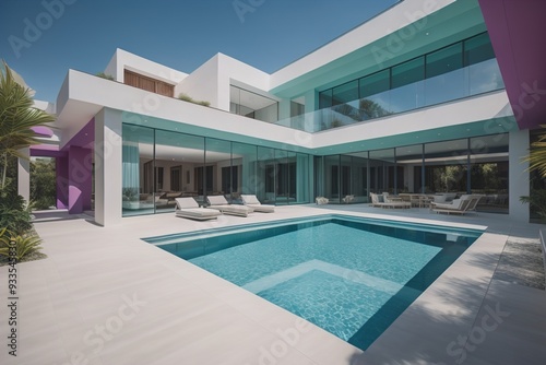 Swimming pool in a modern villa, ai generative