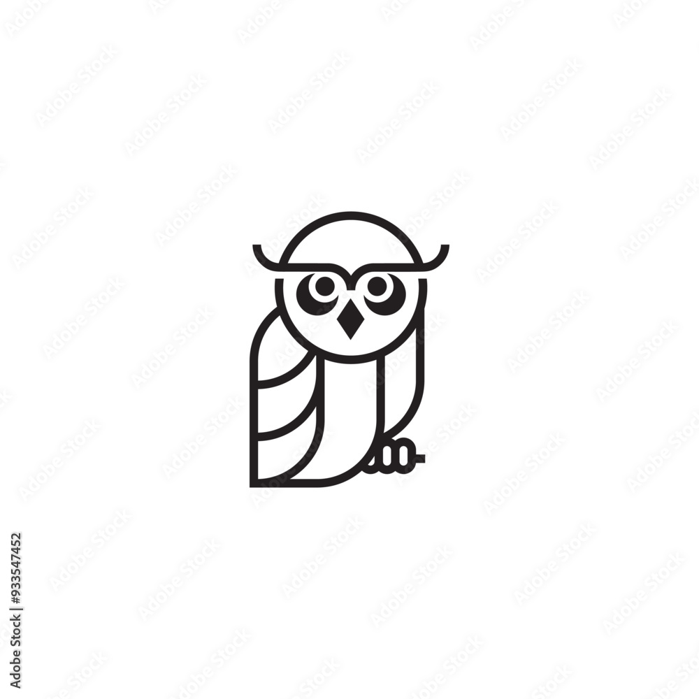 Fototapeta premium owl illustration, owl logo design, vector