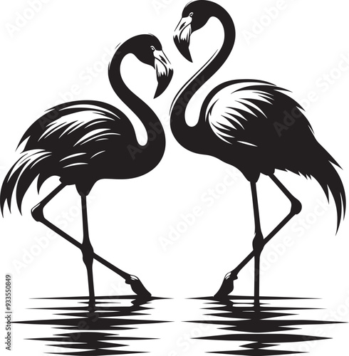 Beautiful flamingo bird silhouette illustration isolated on a white background