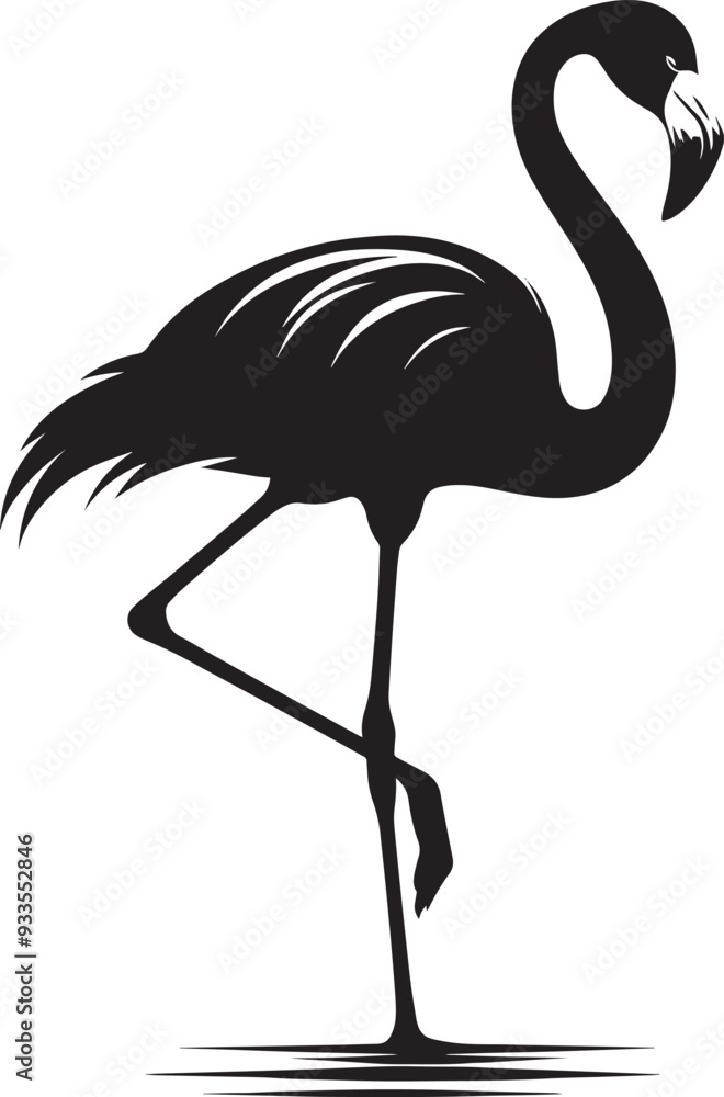 Obraz premium Beautiful flamingo bird silhouette illustration isolated on a white background