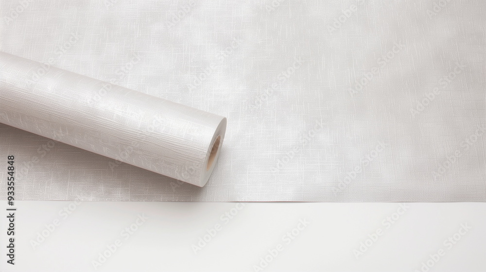 White Textured Wallpaper Roll on a Clean Surface for Modern Interior Design and Minimalist Home Decor White Textured Wallpaper Roll on a Clean Surface for Modern Interior Design and Minimalist Home Decor