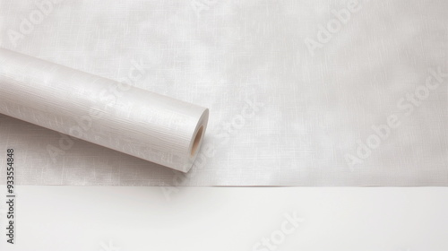 White Textured Wallpaper Roll on a Clean Surface for Modern Interior Design and Minimalist Home Decor