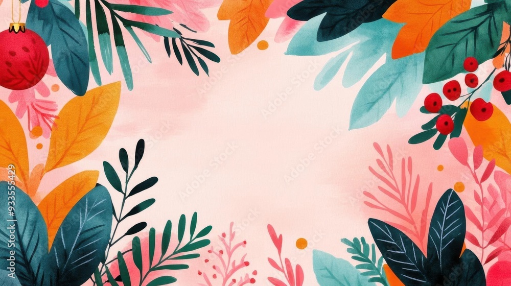 Watercolor background with abstract shapes and Boho Christmas patterns in rich jewel tones, Boho Christmas abstract, artistic festivity Watercolor background with abstract shapes and Boho Christmas patterns in rich jewel tones, Boho Christmas abstract, artistic festivity