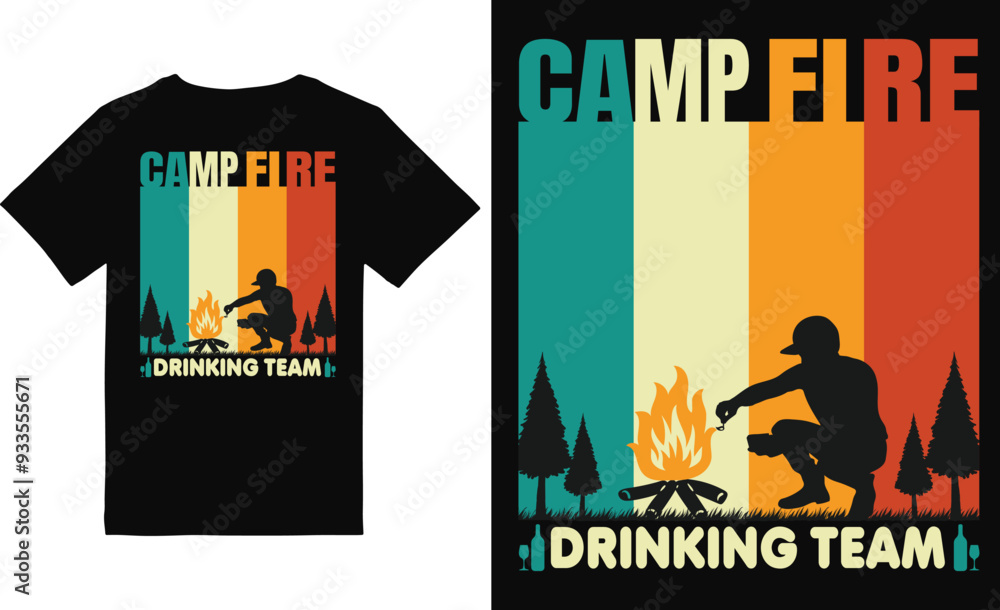 Obraz premium Camping t shirt design vector file. Mountain camping t shirt. Gift t-shirt for men.