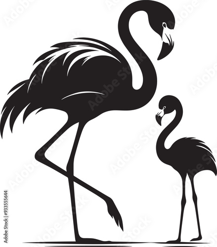 Beautiful flamingo bird silhouette illustration isolated on a white background