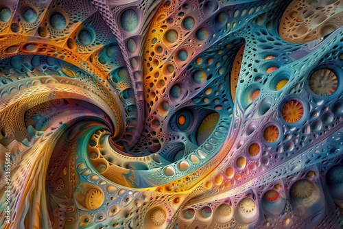 Wallpaper Mural Abstract Fractal Pattern with Swirling Colors and Circular Shapes Torontodigital.ca