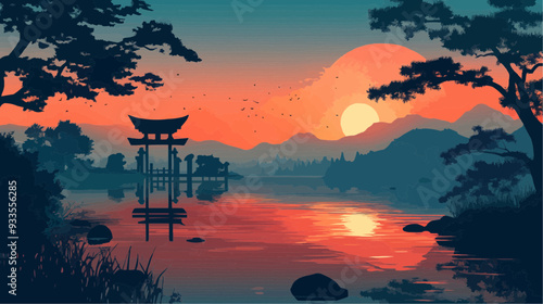 Landscape Vector - Relaxing Japanese Style