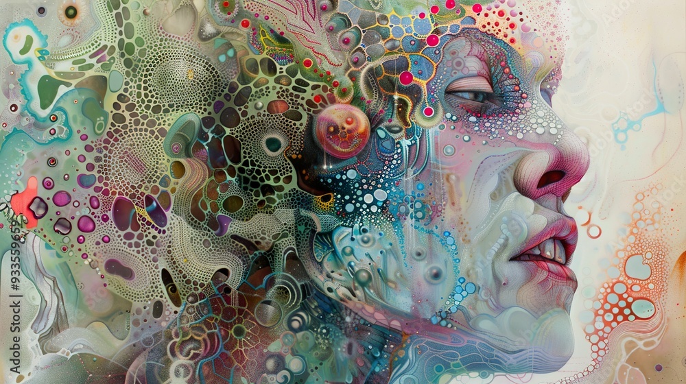 Abstract Portrait: Psychedelic Face with Intricate Patterns Abstract Portrait: Psychedelic Face with Intricate Patterns