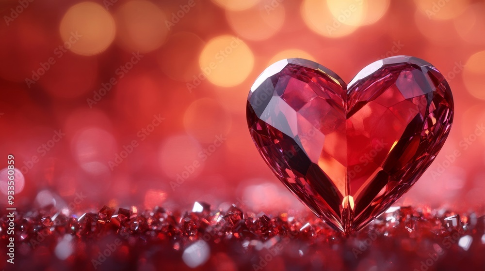 Red Heart on Glittering Surface Red Heart on Glittering Surface