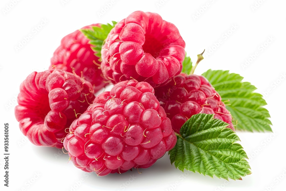 Four raspberries on a white background Four raspberries on a white background