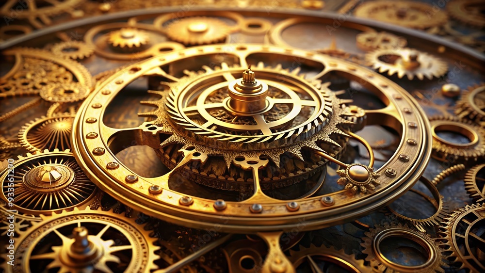Celestial Gears: Intricate, golden impeller with gears and astronomical symbols. Celestial Gears: Intricate, golden impeller with gears and astronomical symbols.