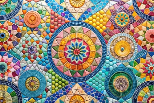 Wallpaper Mural Chromatic Mosaic Symphony: Vibrant pastel colors, geometric shapes, harmonious blend Torontodigital.ca