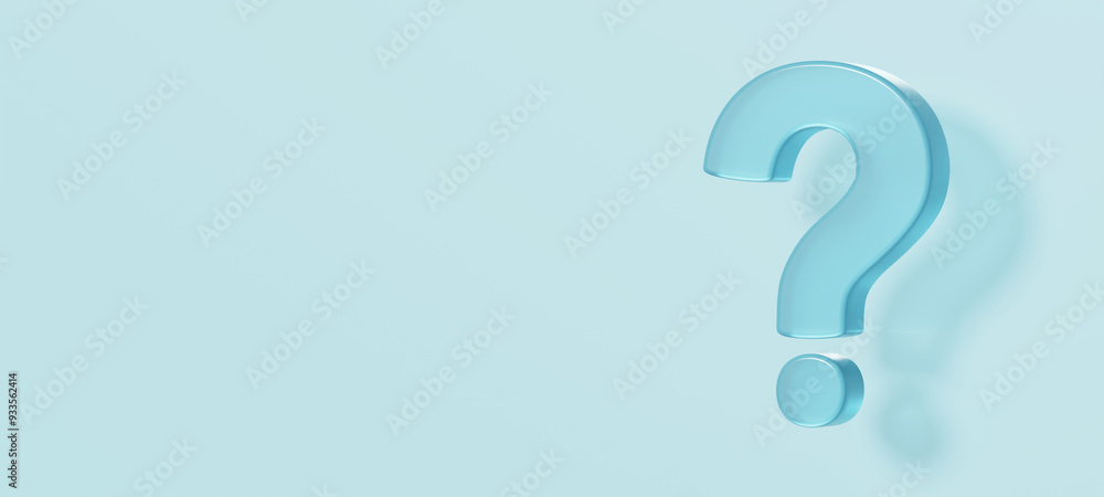 A translucent, soft-looking question mark floats on a light blue background, and a faint shadow falls. A translucent, soft-looking question mark floats on a light blue background, and a faint shadow falls.