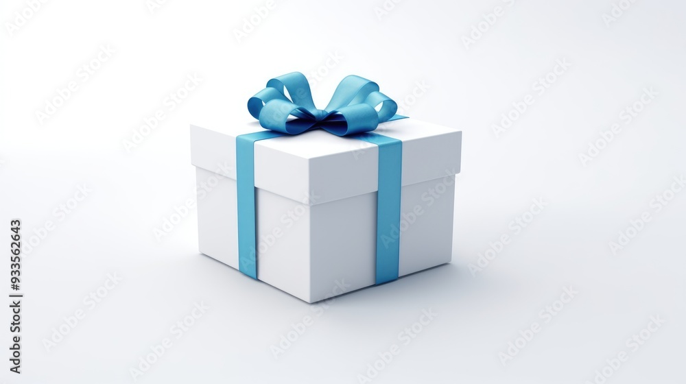 a blue gift box with a blue ribbon, taken from the top, against a white background ,generative ai a blue gift box with a blue ribbon, taken from the top, against a white background ,generative ai