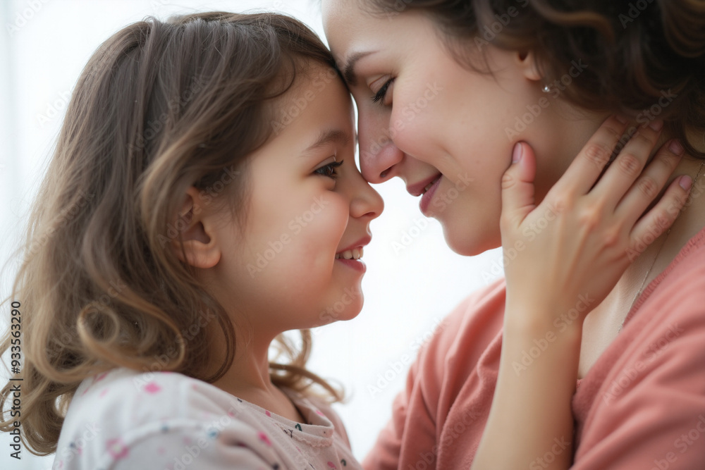 Tender Mother-Daughter Moment: Forehead Touch Symbolizes Love and Trust. Perfect for Family-Oriented Campaigns Tender Mother-Daughter Moment: Forehead Touch Symbolizes Love and Trust. Perfect for Family-Oriented Campaigns
