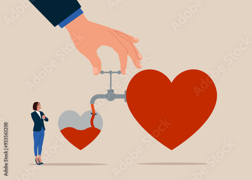 Work passion. Wellbeing metaphor. Modern vector illustration in flat style.